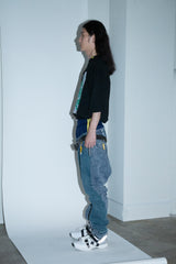 HAND-SPRAYED/STUDDED LEATHER BELT