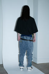 HAND-SPRAYED/STUDDED LEATHER BELT