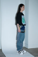 HAND-SPRAYED/STUDDED LEATHER BELT