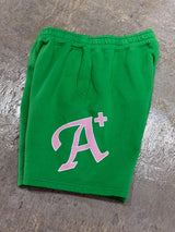 【A POSITIVE MESSAGE BY PERKS AND MINI (P.A.M.) + CALI DEWITT】"MOISTURISE YOUR MIND" ECOCYCLE SWEAT SHORTS - GREEN