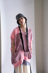 MIXED-KNIT VEST_REFLECTIVE RIB
