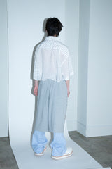 CUT JACQUARD GINGHAM FLARE SLACKS