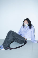 PIGMENT-DYED DISTRESSED TRACK TROUSERS