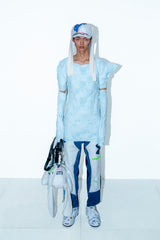 VINTAGE DENIM/T-SHIRT RECONSTRUCTION TRACK DOUBLE KNEE PANTS F