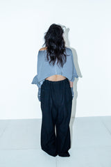 SEAMLESS DEFORMED DOLMAN SLEEVE/RIB