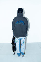 GLITCH EMBROIDERY DISTRESSED HOODIE/DRUKQS