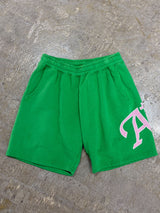【A POSITIVE MESSAGE BY PERKS AND MINI (P.A.M.) + CALI DEWITT】"MOISTURISE YOUR MIND" ECOCYCLE SWEAT SHORTS - GREEN
