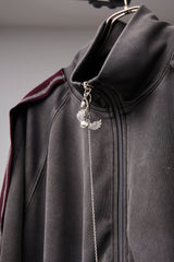 PIGMENT-DYED DISTRESSED TRACK JACKET