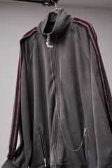 PIGMENT-DYED DISTRESSED TRACK JACKET