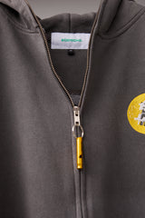 GLITCH EMBROIDERY DISTRESSED HOODIE/BTC