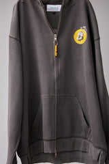 GLITCH EMBROIDERY DISTRESSED HOODIE/BTC