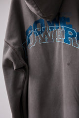 GLITCH EMBROIDERY DISTRESSED HOODIE/BTC