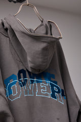 GLITCH EMBROIDERY DISTRESSED HOODIE/BTC