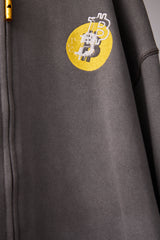 GLITCH EMBROIDERY DISTRESSED HOODIE/BTC