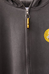 GLITCH EMBROIDERY DISTRESSED HOODIE/BTC