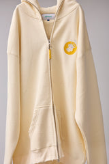 GLITCH EMBROIDERY DISTRESSED HOODIE/BTC