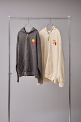 GLITCH EMBROIDERY DISTRESSED HOODIE/DRUKQS