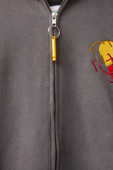 GLITCH EMBROIDERY DISTRESSED HOODIE/DRUKQS