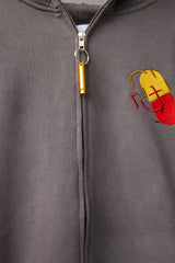 GLITCH EMBROIDERY DISTRESSED HOODIE/DRUKQS