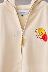 GLITCH EMBROIDERY DISTRESSED HOODIE/DRUKQS