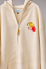 GLITCH EMBROIDERY DISTRESSED HOODIE/DRUKQS