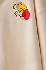 GLITCH EMBROIDERY DISTRESSED HOODIE/DRUKQS