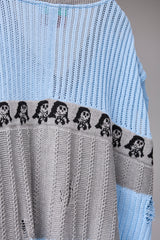 REVERSIBLE DISTRESSED SUMMER KNIT VEST/CHARACTER/ATOZ