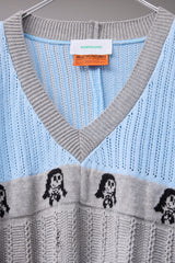 REVERSIBLE DISTRESSED SUMMER KNIT VEST/CHARACTER/ATOZ