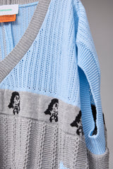 REVERSIBLE DISTRESSED SUMMER KNIT VEST/CHARACTER/ATOZ