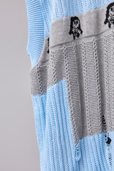 REVERSIBLE DISTRESSED SUMMER KNIT VEST/CHARACTER/ATOZ