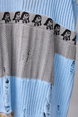 REVERSIBLE DISTRESSED SUMMER KNIT VEST/CHARACTER/ATOZ