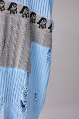 REVERSIBLE DISTRESSED SUMMER KNIT VEST/CHARACTER/ATOZ