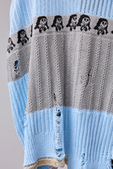 REVERSIBLE DISTRESSED SUMMER KNIT VEST/CHARACTER/ATOZ