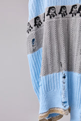 REVERSIBLE DISTRESSED SUMMER KNIT VEST/CHARACTER/ATOZ