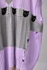 REVERSIBLE DISTRESSED SUMMER KNIT VEST/CHARACTER/ATOZ