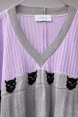 REVERSIBLE DISTRESSED SUMMER KNIT VEST/CHARACTER/ATOZ