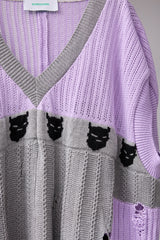 REVERSIBLE DISTRESSED SUMMER KNIT VEST/CHARACTER/ATOZ