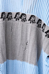 REVERSIBLE DISTRESSED SUMMER KNIT CARDIGAN/CHARACTER/ATOZ