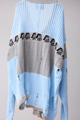 REVERSIBLE DISTRESSED SUMMER KNIT CARDIGAN/CHARACTER/ATOZ