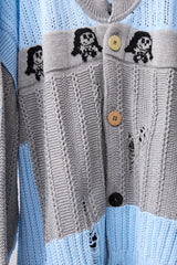 REVERSIBLE DISTRESSED SUMMER KNIT CARDIGAN/CHARACTER/ATOZ