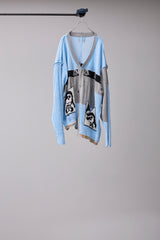 REVERSIBLE DISTRESSED SUMMER KNIT CARDIGAN/CHARACTER/ATOZ