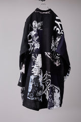 PATCHWORK MIL COAT MADE BY DISASSEMBLING AND RECONSTRUCTING A BUSINESS SUIT