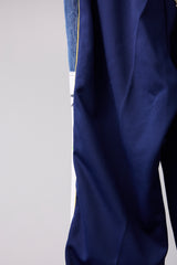 VINTAGE DENIM/T-SHIRT RECONSTRUCTION TRACK DOUBLE KNEE PANTS F