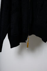 EARHOOD GLITTERY BALACLAVA ZIP SWEATER