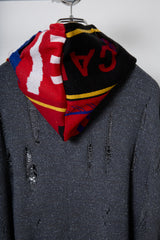 EARHOOD GLITTERY BALACLAVA ZIP SWEATER