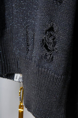 EARHOOD GLITTERY BALACLAVA ZIP SWEATER