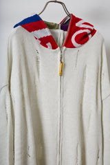 EARHOOD GLITTERY BALACLAVA ZIP SWEATER