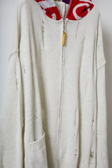 EARHOOD GLITTERY BALACLAVA ZIP SWEATER