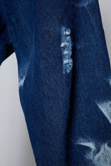 3D CUT DENIM IRREGULAR BLEACH