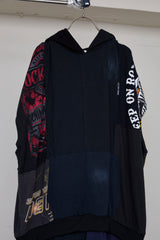 RECONSTRUCTED T-SHIRT HOODED DRESS